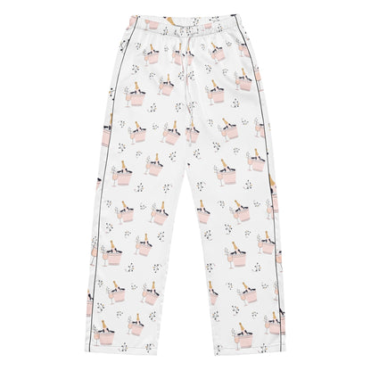 Bubbly Dreams Pants – Silky, relaxed-fit loungewear with a chic champagne bucket and bubbly print