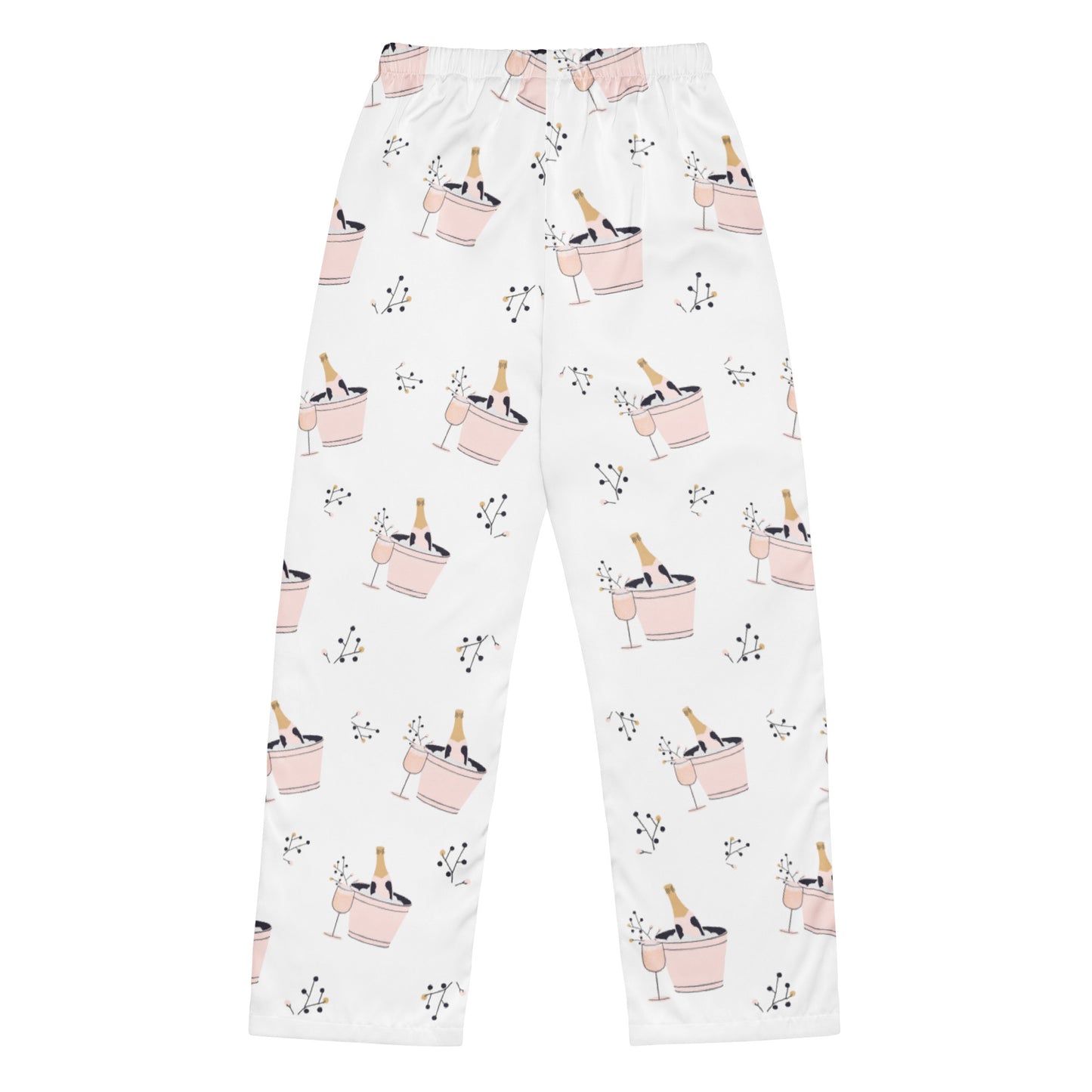 Bubbly Dreams Pants – Silky, relaxed-fit loungewear with a chic champagne bucket and bubbly print