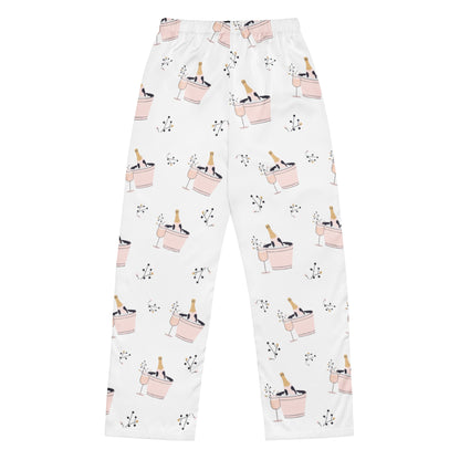 Bubbly Dreams Pants – Silky, relaxed-fit loungewear with a chic champagne bucket and bubbly print