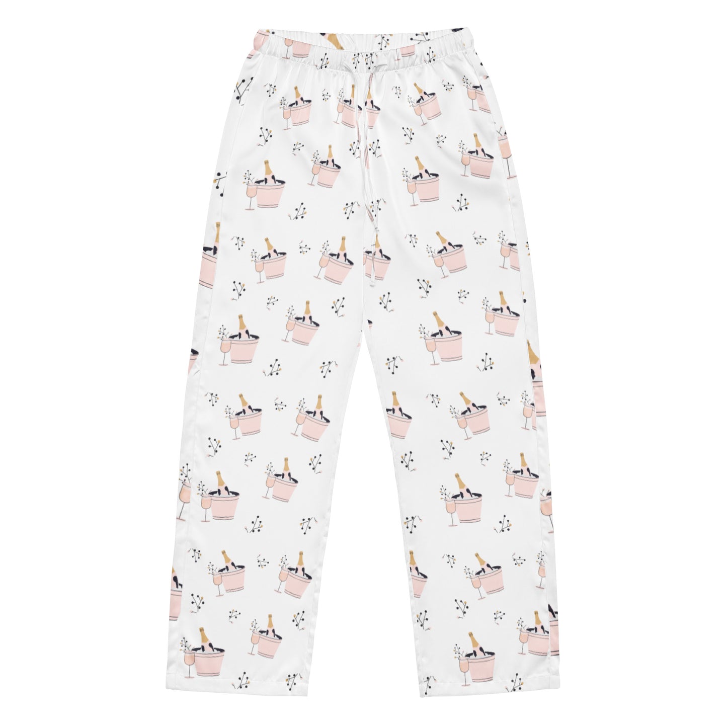 Bubbly Dreams Pants – Silky, relaxed-fit loungewear with a chic champagne bucket and bubbly print