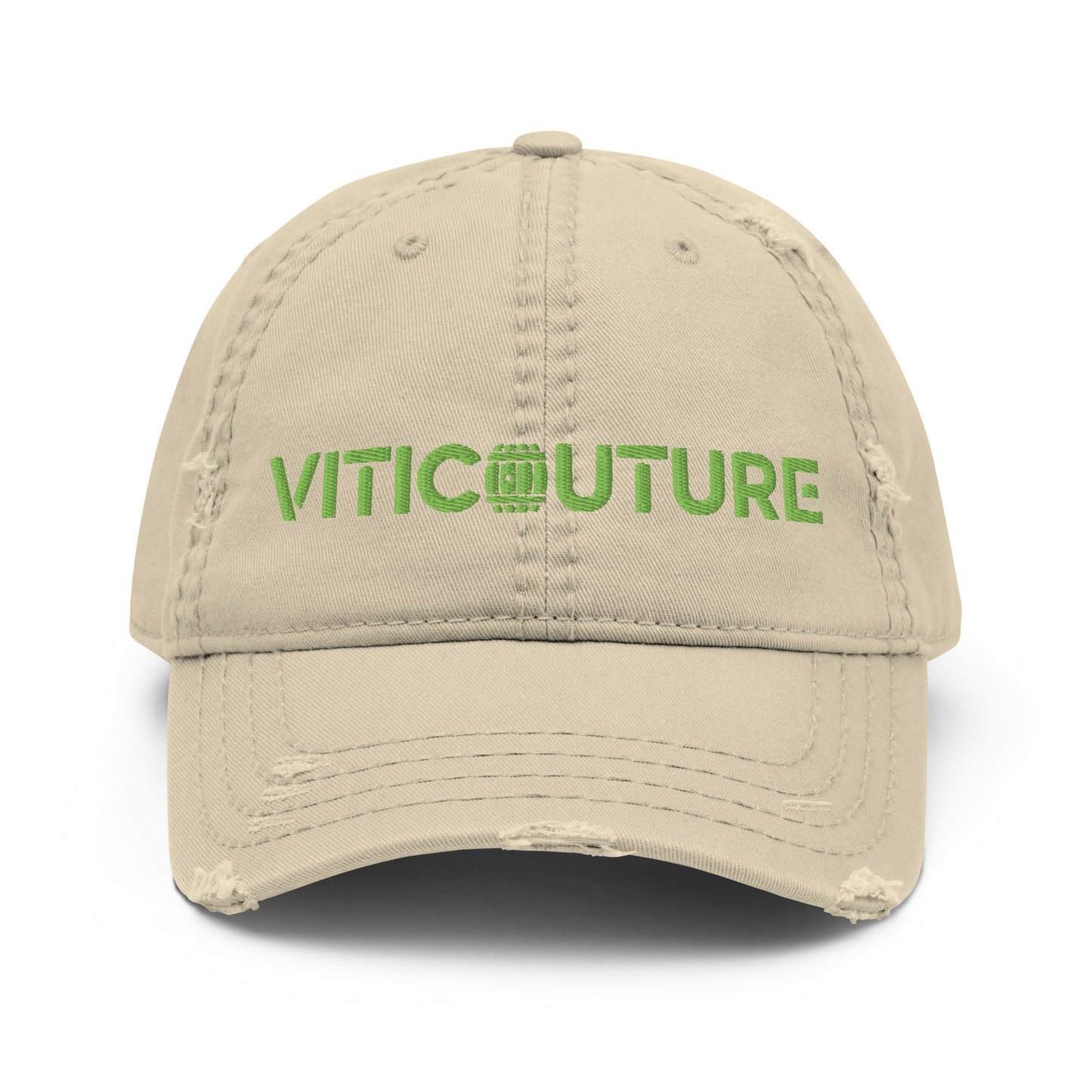 Viticouture Vintage Distressed Dad Hat – A stylish, worn-in cap with the Viticouture logo, perfect for wine lovers.