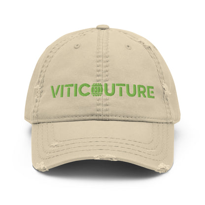 Viticouture Vintage Distressed Dad Hat – A stylish, worn-in cap with the Viticouture logo, perfect for wine lovers.