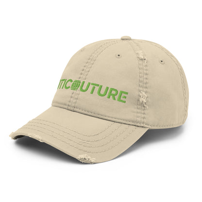 Viticouture Vintage Distressed Dad Hat – A stylish, worn-in cap with the Viticouture logo, perfect for wine lovers.