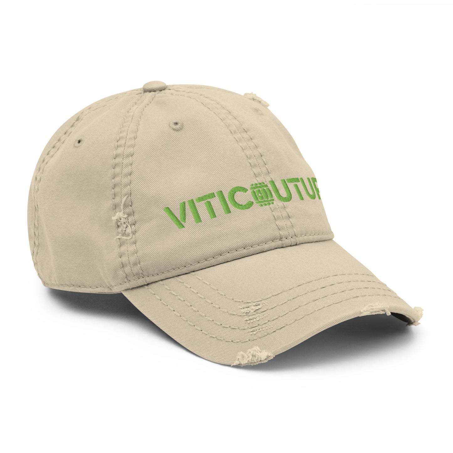 Viticouture Vintage Distressed Dad Hat – A stylish, worn-in cap with the Viticouture logo, perfect for wine lovers.