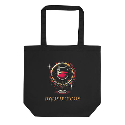 Stylish tote bag featuring the phrase 'My Precious' with a chic wine-inspired design, perfect for wine lovers and everyday use.