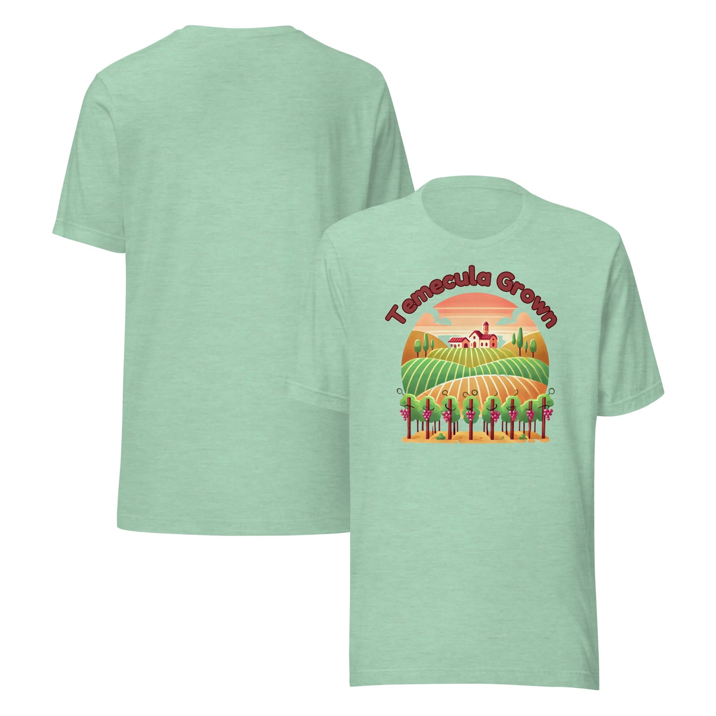 Stylish Temecula Grown Vineyard T-Shirt featuring a design inspired by Temecula wine country, perfect for wine lovers and vineyard enthusiasts.