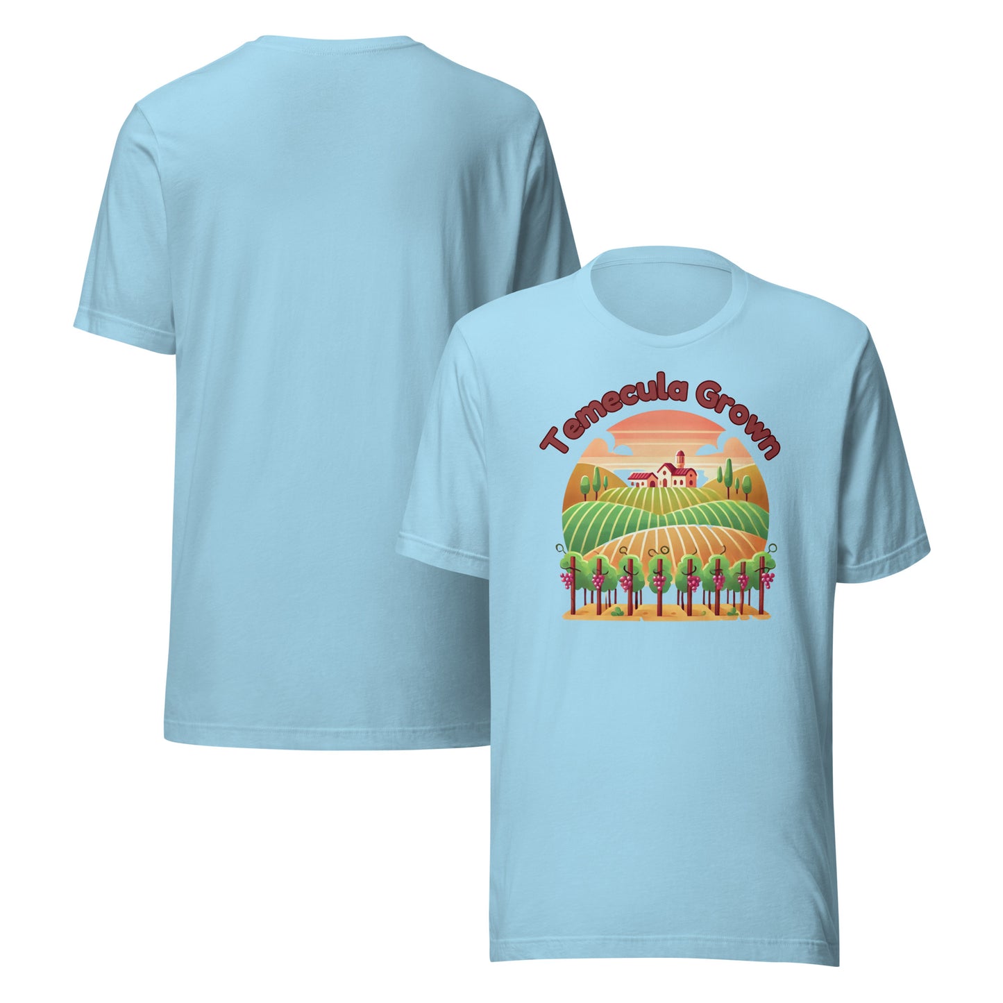 Stylish Temecula Grown Vineyard T-Shirt featuring a design inspired by Temecula wine country, perfect for wine lovers and vineyard enthusiasts.