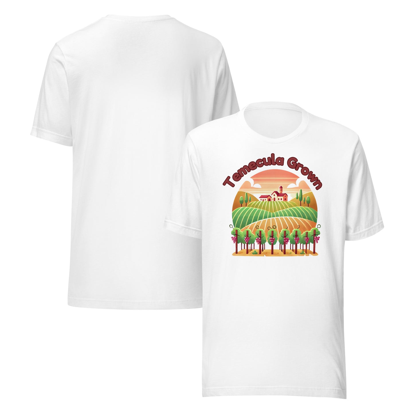 Stylish Temecula Grown Vineyard T-Shirt featuring a design inspired by Temecula wine country, perfect for wine lovers and vineyard enthusiasts.